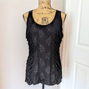 Lace and ruching tank top